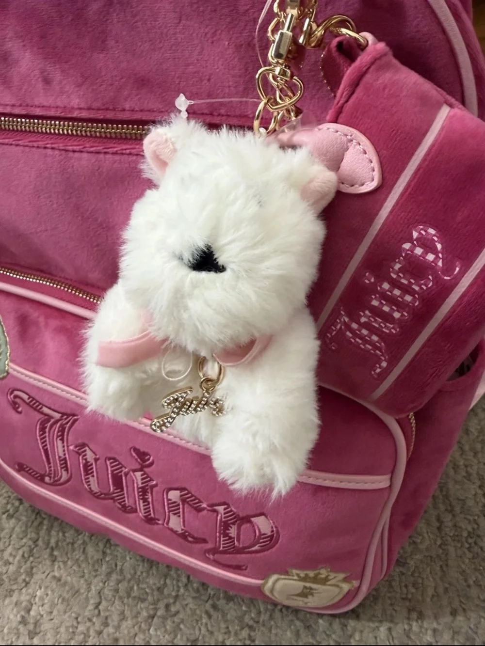 NWT 2026 Juicy Couture Study In Style Velour Backpack Bear Set Pink